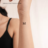 M Uppercase Serif Letter Temporary Tattoo (Set of 3)