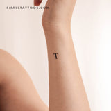 T Uppercase Serif Letter Temporary Tattoo (Set of 3)