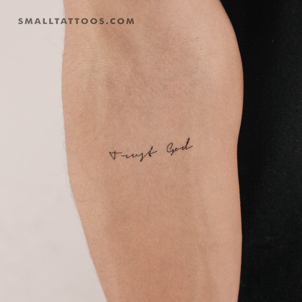 Tatuaje temporal "Confía en Dios" con fuente manuscrita (juego de 3)