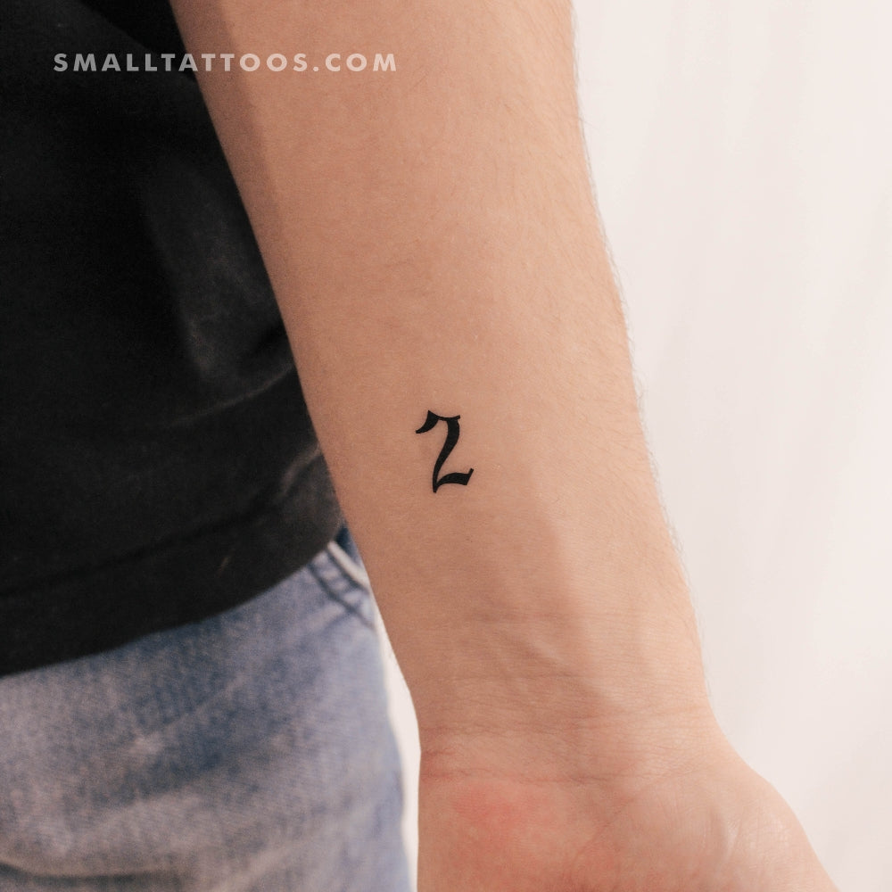 Tatuaje temporal del número 2 en inglés antiguo (juego de 3)