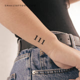 111 Angel Number Temporary Tattoo (Set of 3)