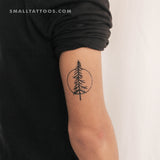 Pine Tree and Circle Temporary Tattoo (Set of 3)