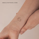 One Line Elephant Temporary Tattoo (Set of 3)