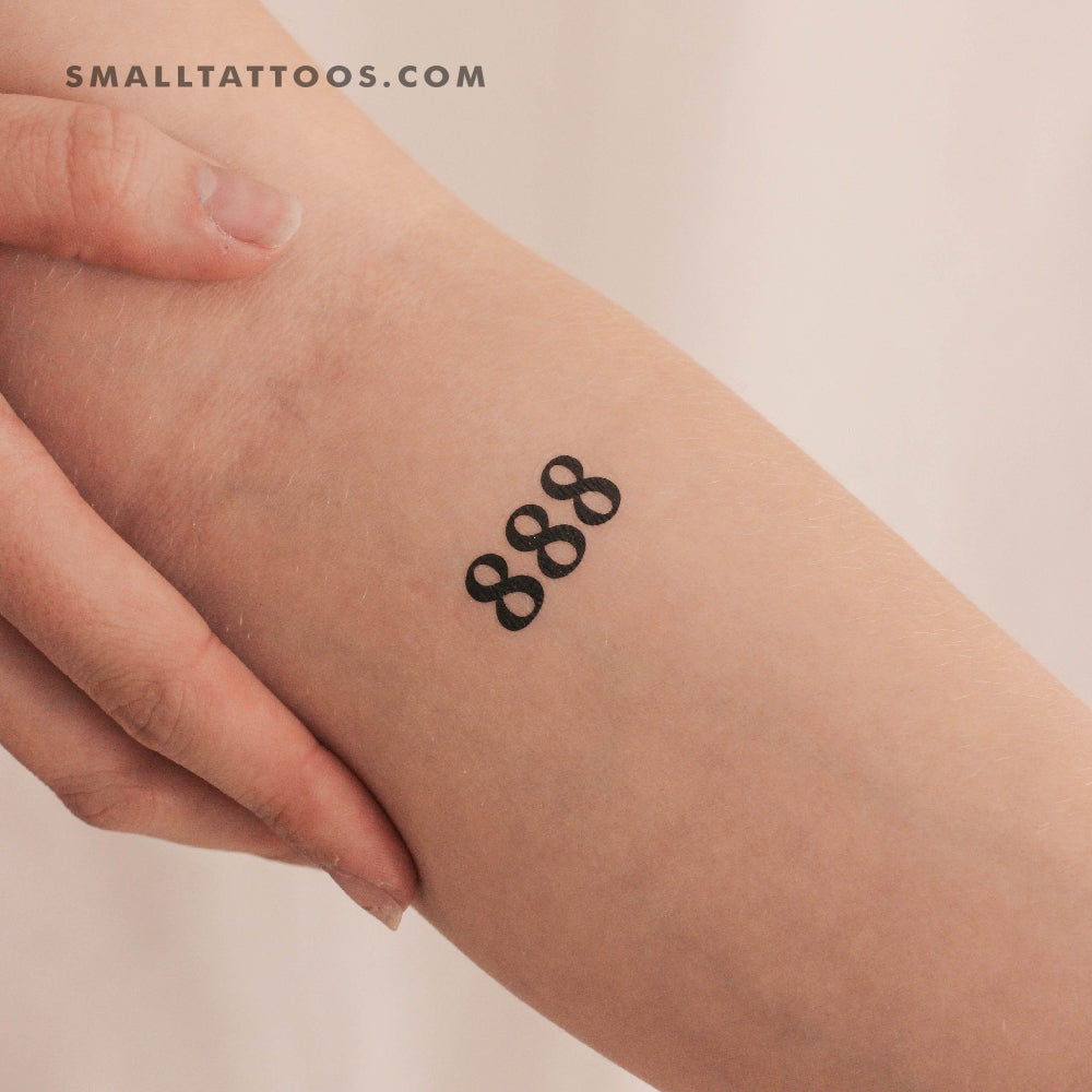 Tatuaje temporal del número angelical 888 (juego de 3)