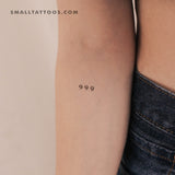Small 999 Angel Number Temporary Tattoo (Set of 3)