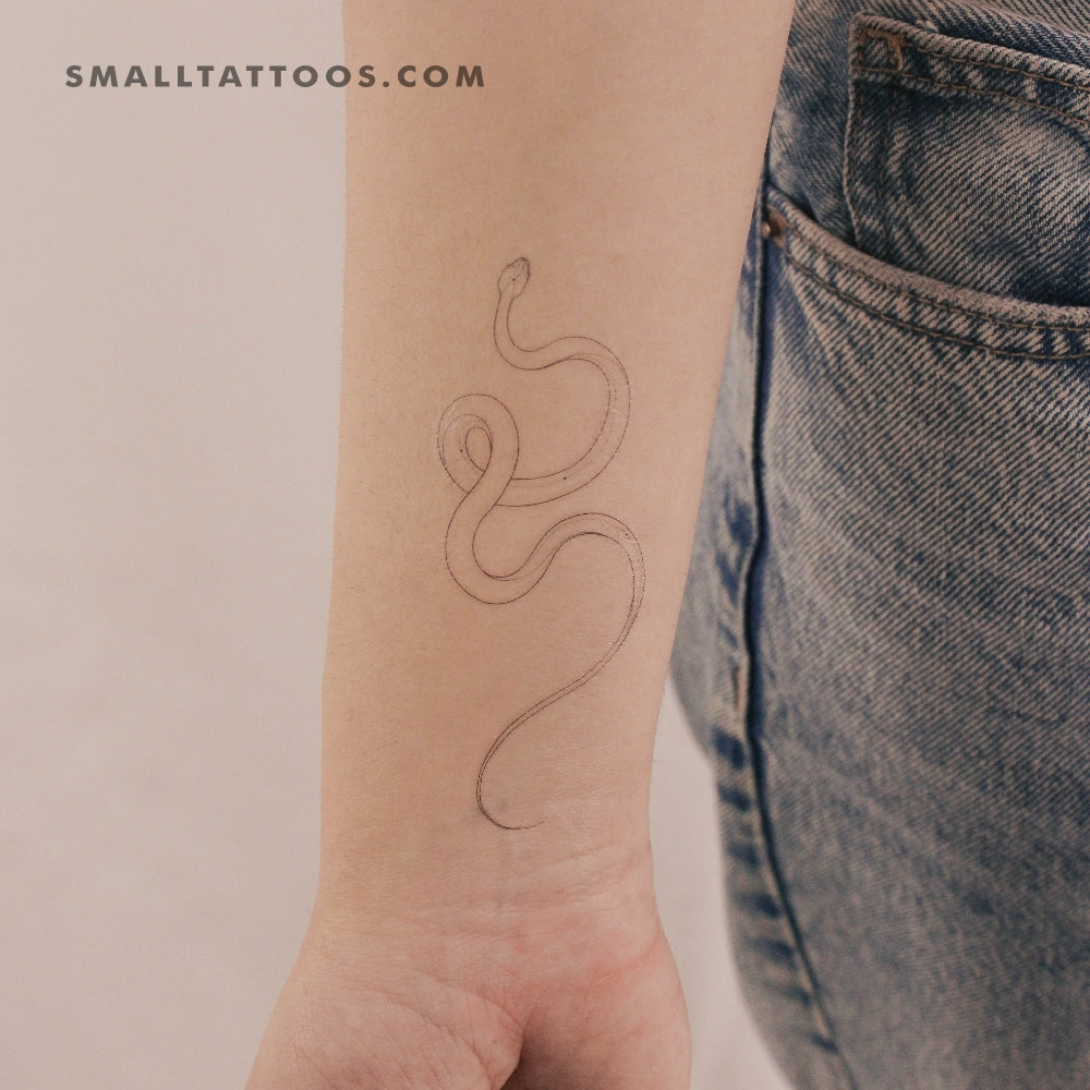 Tatuaje temporal de serpiente de línea fina de Harmlessberry (juego de 3)
