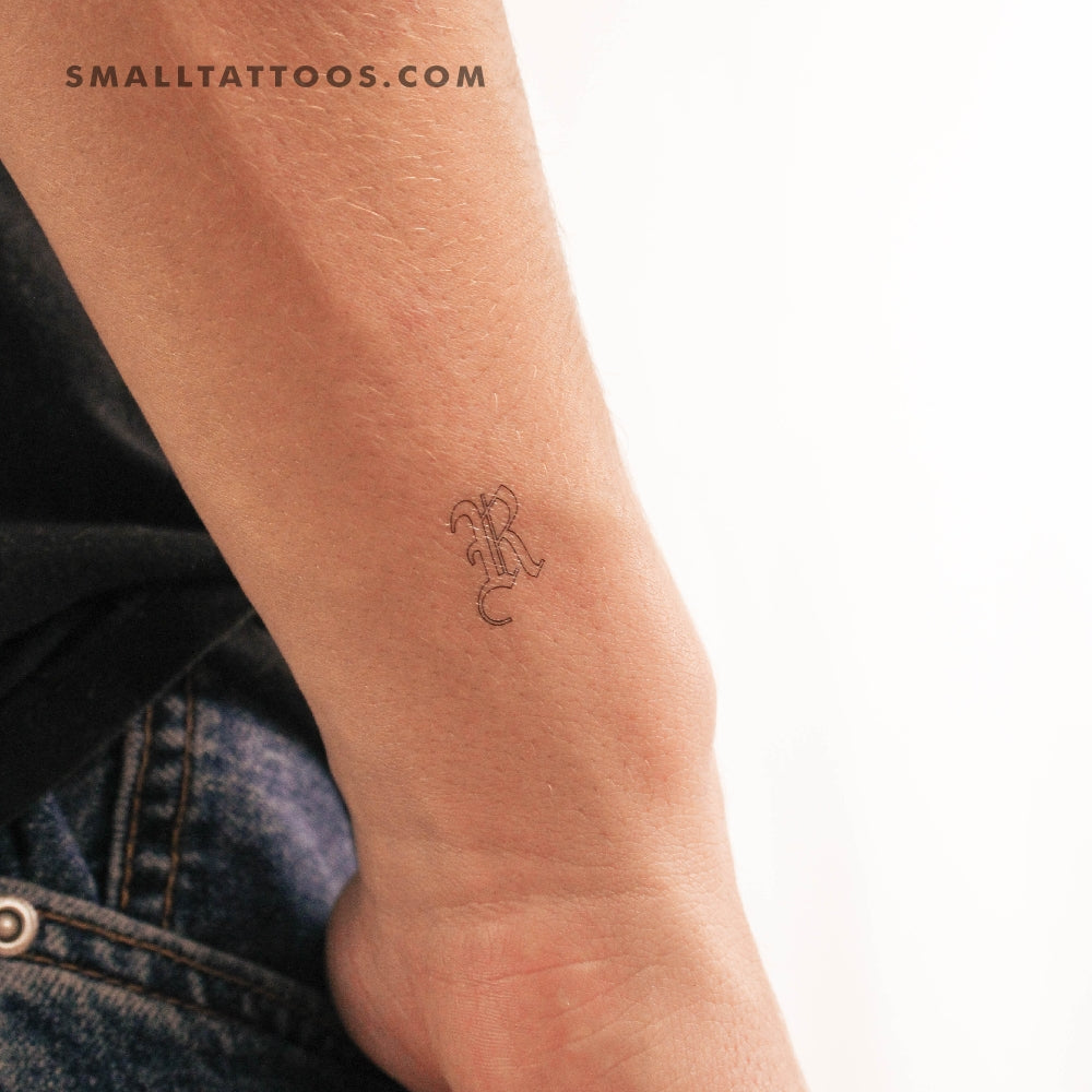 Old English R Letter Temporary Tattoo (Set of 3)