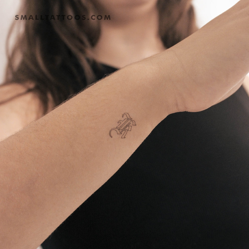 Old English K Letter Temporary Tattoo (Set of 3)
