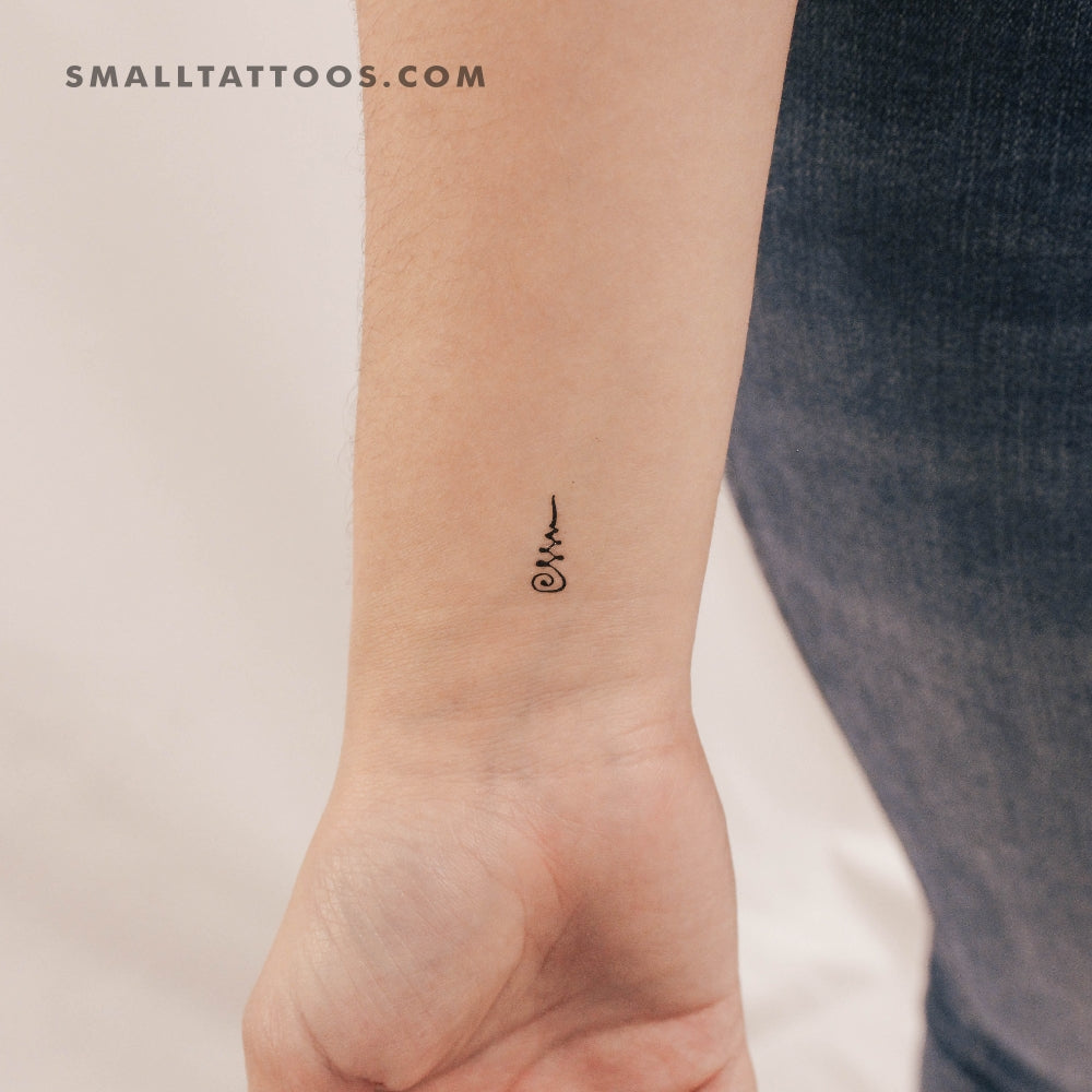 Tatuaje temporal del símbolo sagrado jemer Unalome (juego de 3)