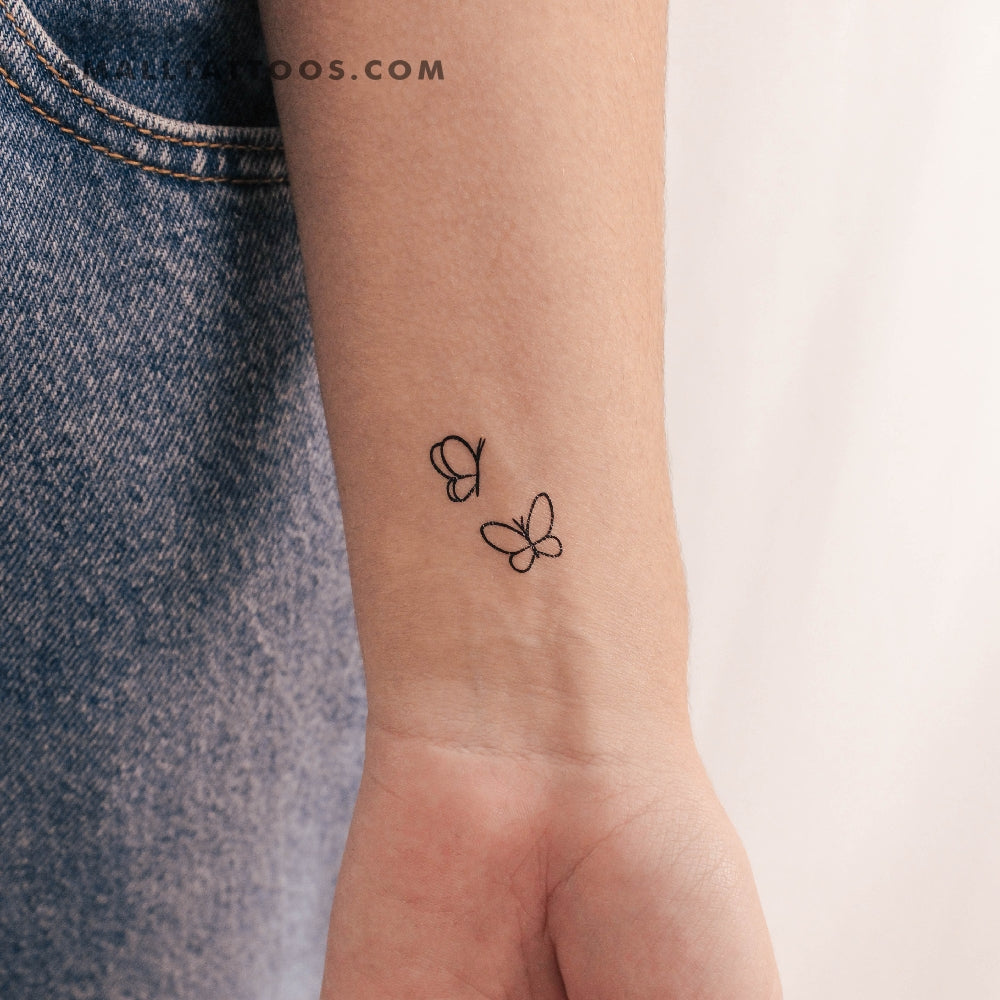 Minimalist Two Butterflies Temporary Tattoo (Set of 3)