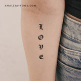 Gothic “Love” Temporary Tattoo (Set of 3)