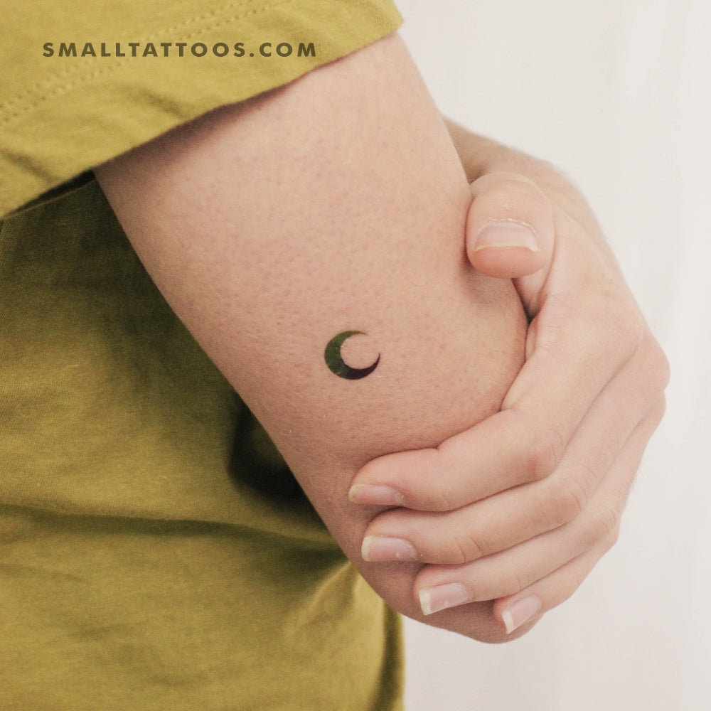Tatuaje temporal de media luna azul y verde de Zihee (juego de 3)