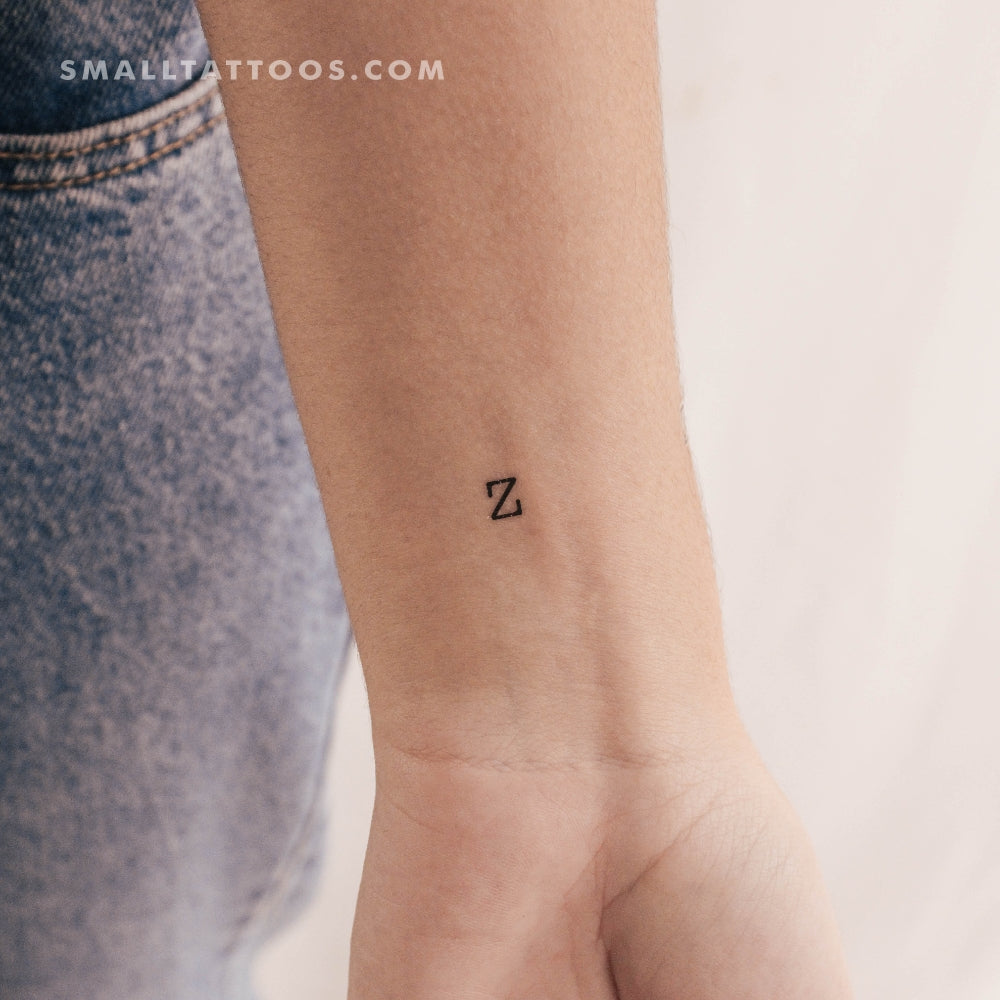 Z Uppercase Typewriter Letter Temporary Tattoo (Set of 3)