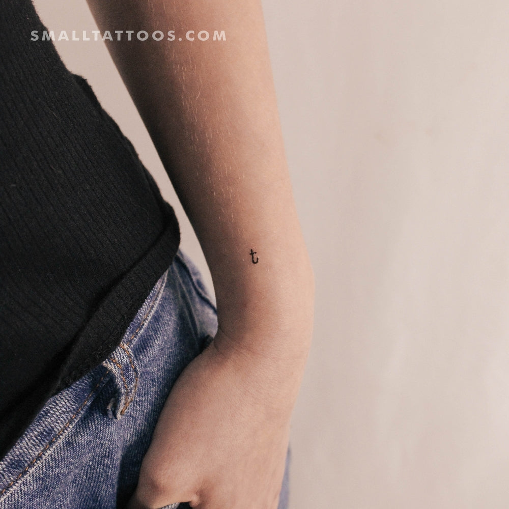 T Lowercase Typewriter Letter Temporary Tattoo (Set of 3)