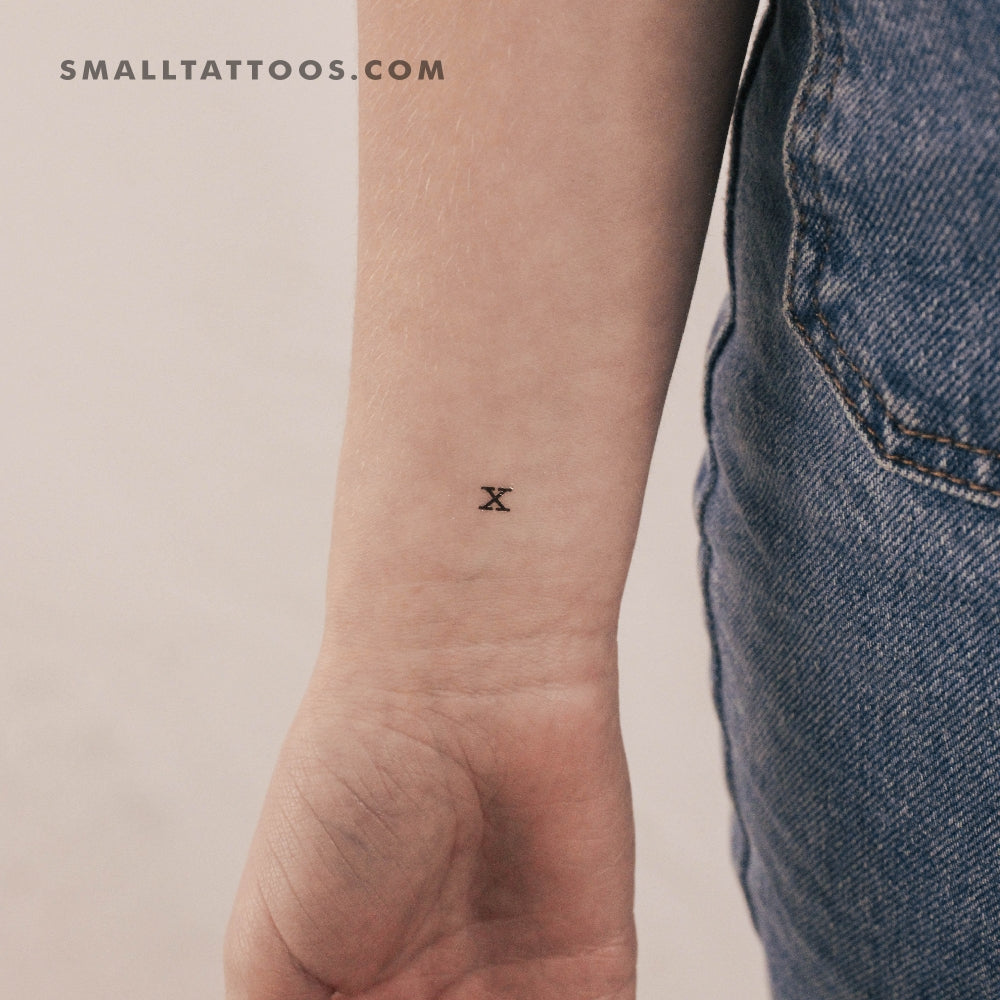 X Lowercase Typewriter Letter Temporary Tattoo (Set of 3)