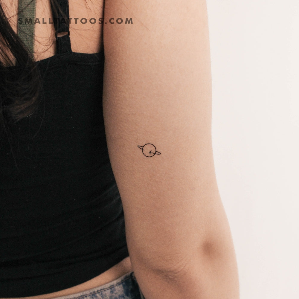 Flying Around Saturn Temporary Tattoo - Set of 3