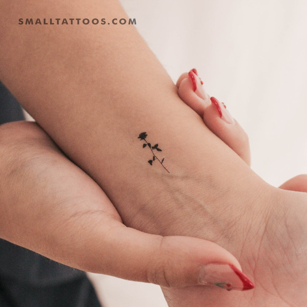 Tatuaje temporal de rosa negra pequeña (juego de 3)