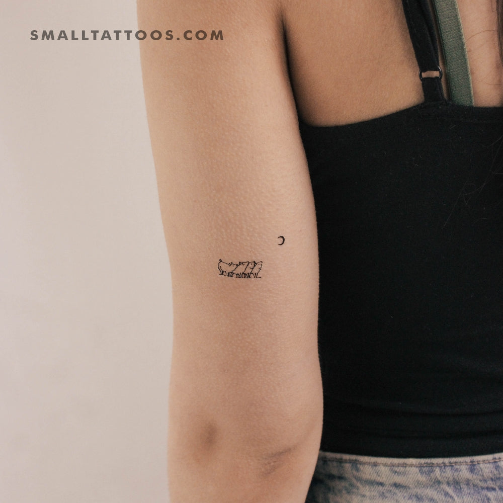 Tatuaje temporal de cerditos y la luna (juego de 3)