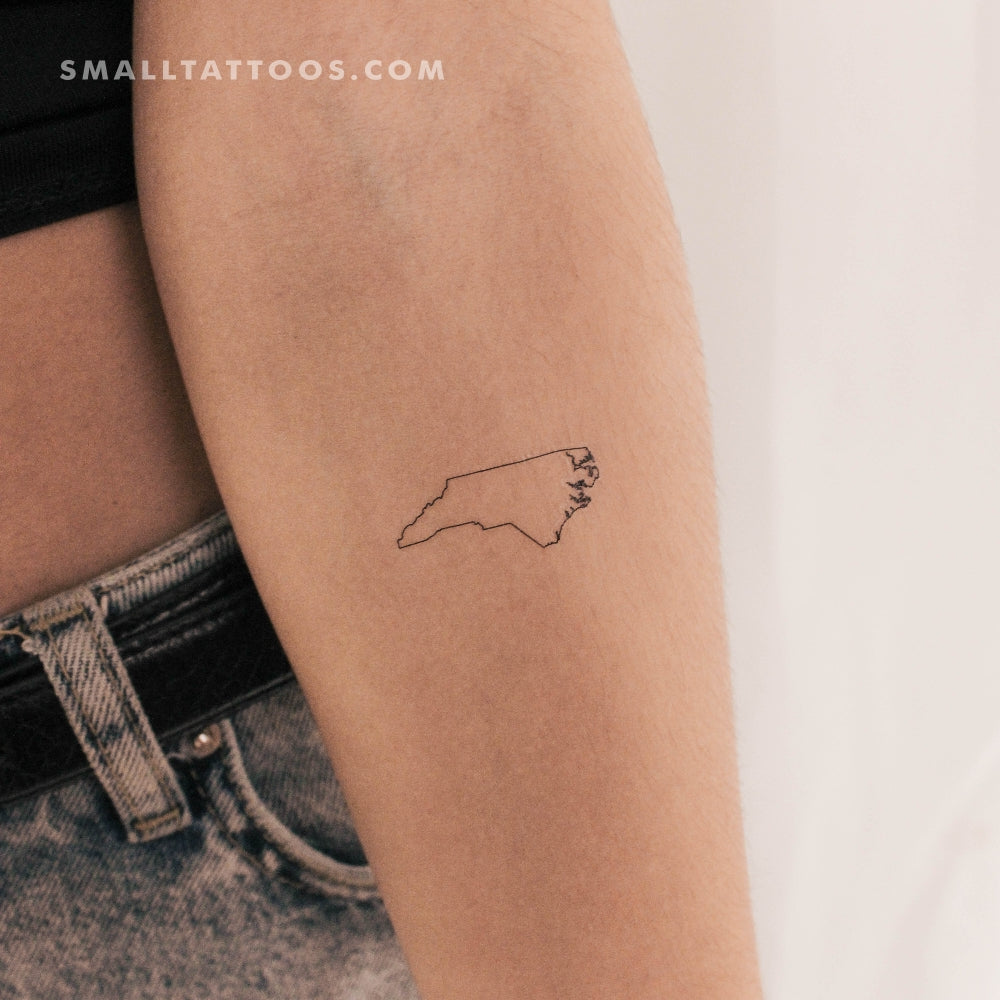 Tatuaje temporal del contorno del mapa de Carolina del Norte (juego de 3)