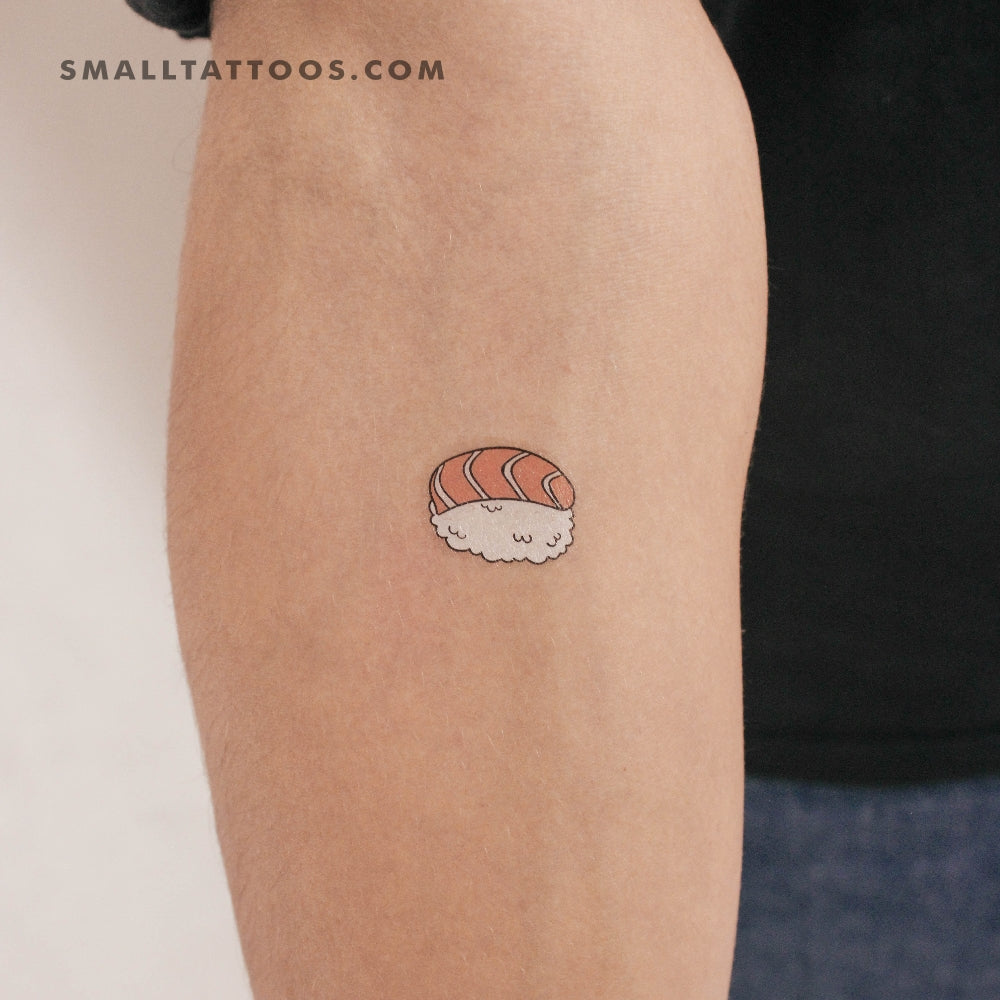 Tatuaje temporal de nigiri de salmón (juego de 3)