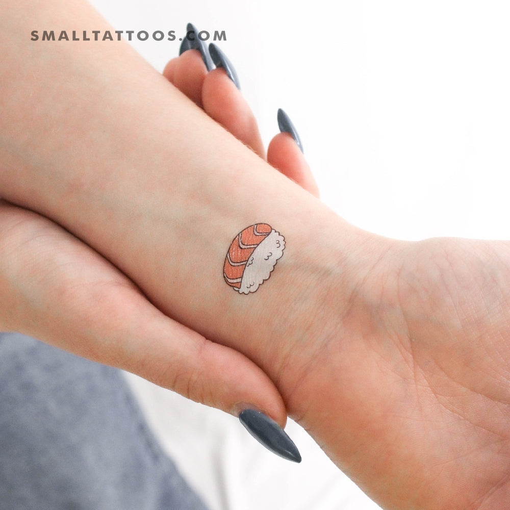 Tatuaje temporal de nigiri de salmón (juego de 3)
