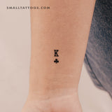 Small King Of Clubs Temporary Tattoo - Set of 3