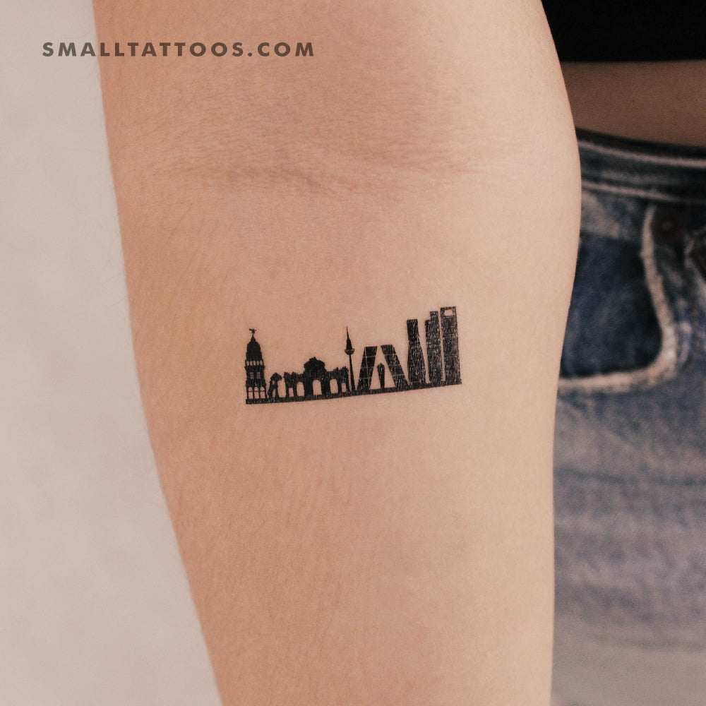 Tatuaje temporal del horizonte de Madrid (juego de 3)