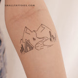 Mountain Cabin Temporary Tattoo by Cagri Durmaz (Set of 3)