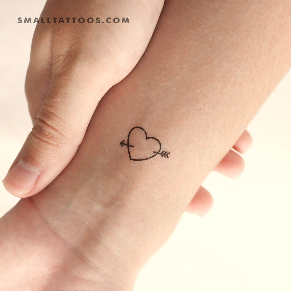 Tatuaje temporal de corazón y flecha (juego de 3)