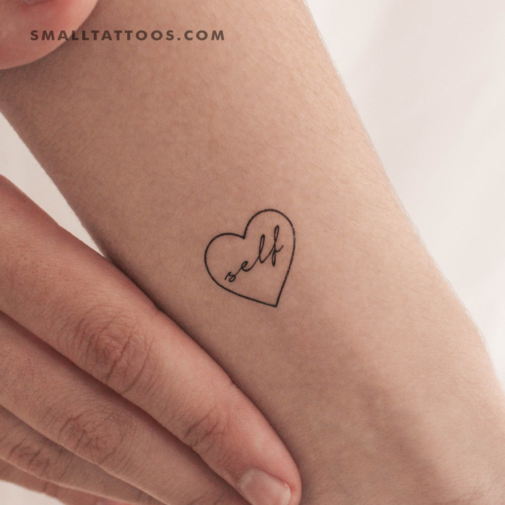 Tatuaje temporal de corazón de amor propio (juego de 3)