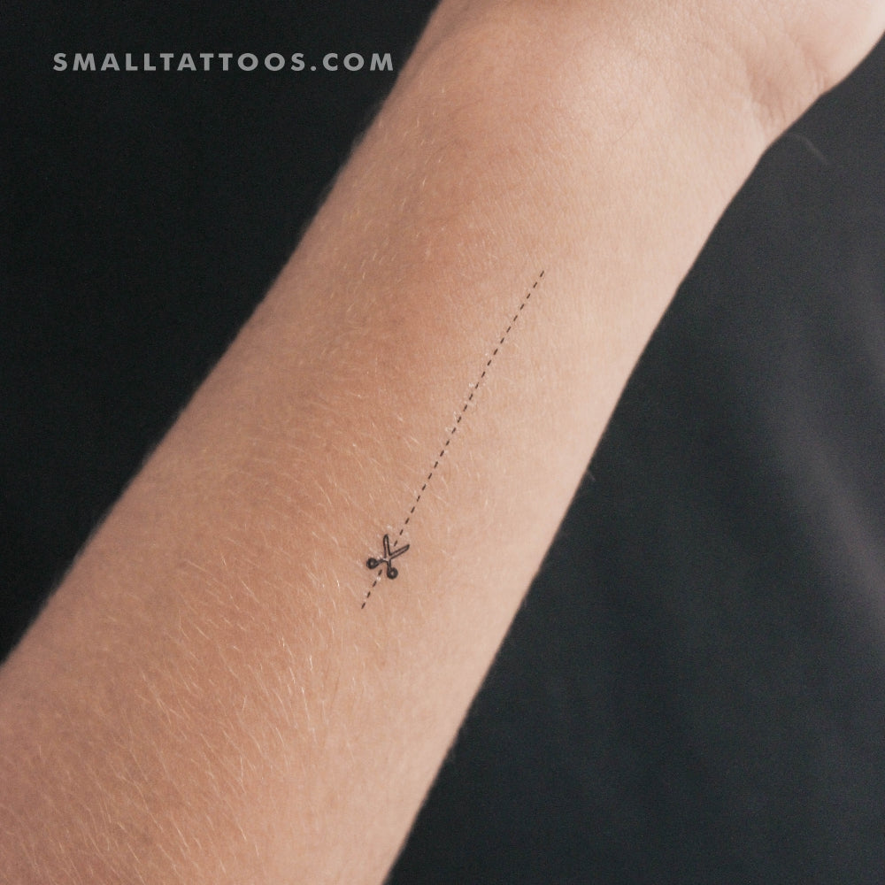 Tatuaje temporal de tijeras pequeñas abiertas aquí (juego de 3)