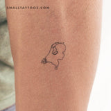 Netherlands Map Temporary Tattoo (Set of 3)