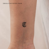 Gothic Style Uppercase T Letter Temporary Tattoo (Set of 3)