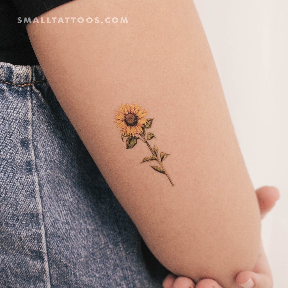 Tatuaje temporal de girasol en acuarela (juego de 3)