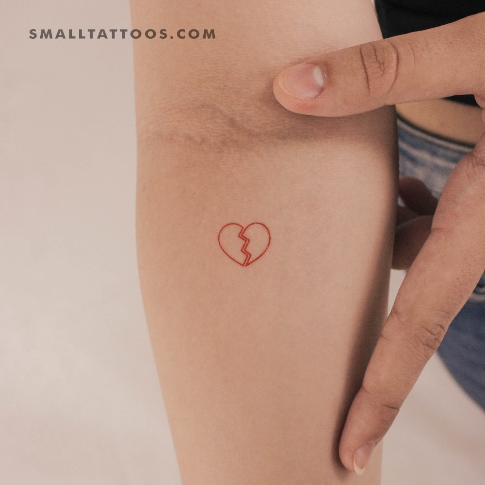 Tatuaje temporal de corazón roto rojo (juego de 3)