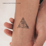 Fine Line Rose Triangle Temporary Tattoo (Set of 3)