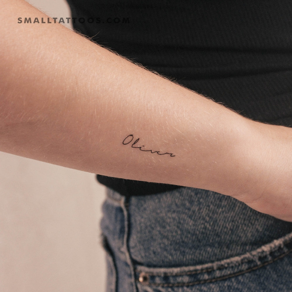 Tatuaje temporal de Oliver escrito a mano (juego de 3)