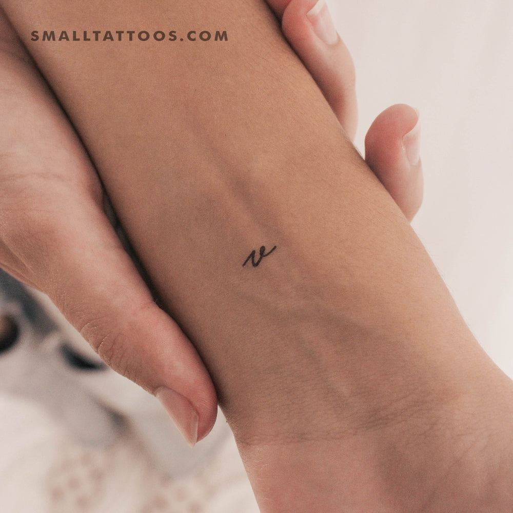 V Handwritten Letter Temporary Tattoo (Set of 3)