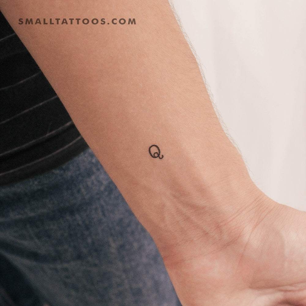 Q Uppercase Typewriter Letter Temporary Tattoo (Set of 3)