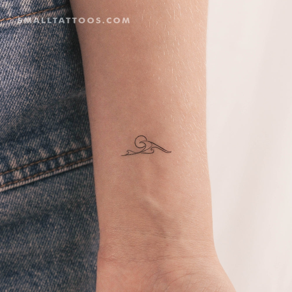 Tatuaje temporal de triple ola de amanecer (juego de 3)