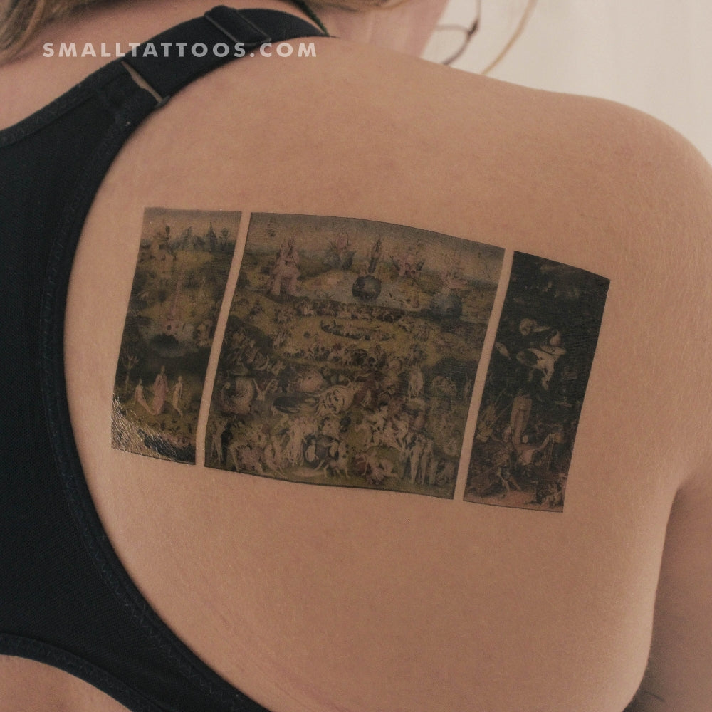 Tatuaje temporal de El Jardín de las Delicias de El Bosco (juego de 3)