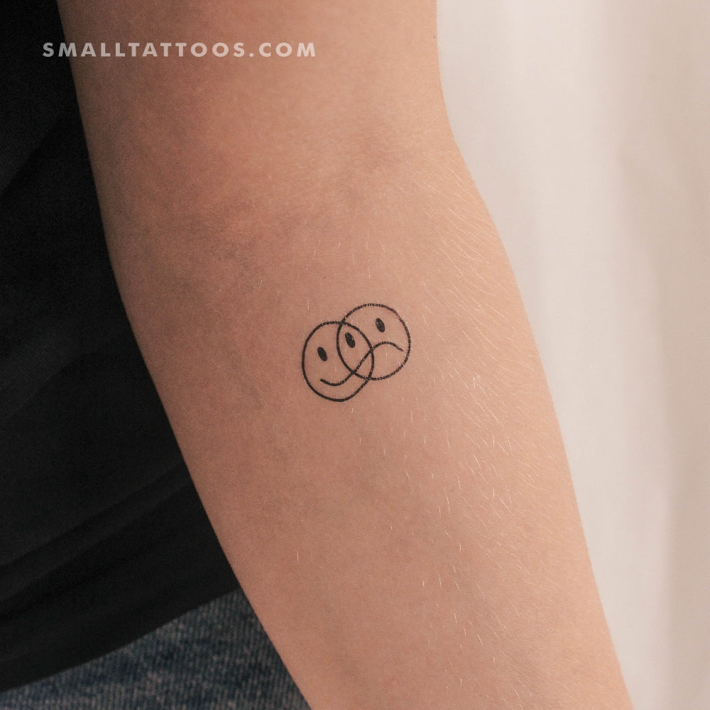 Tatuaje temporal de cara feliz y triste (juego de 3)