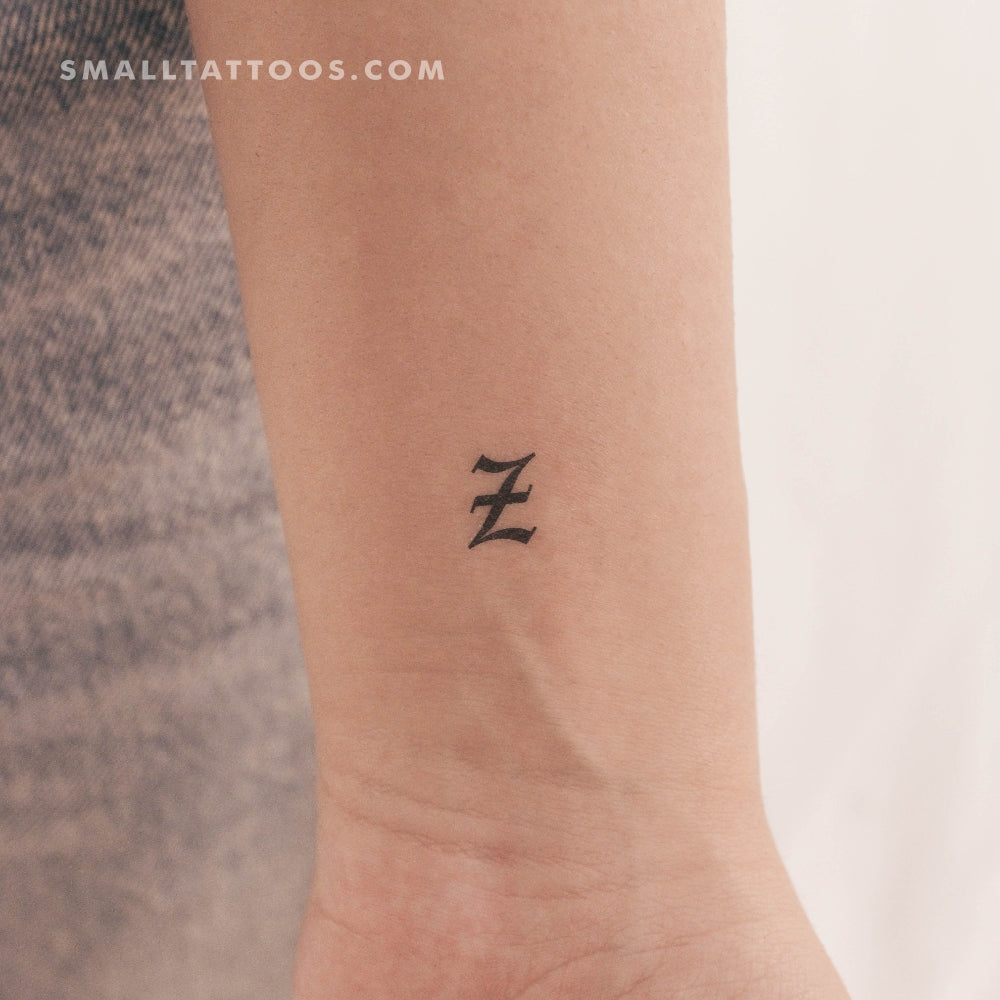 Gothic Style Uppercase Z Letter Temporary Tattoo (Set of 3)
