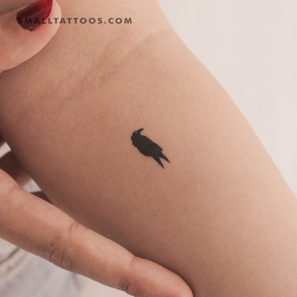 Tatuaje temporal de cuervo pequeño (juego de 3)