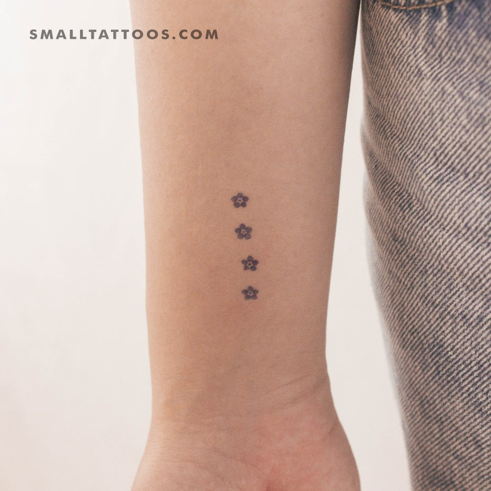 Four Forget-me-not Flowers Temporary Tattoo (Set of 3)