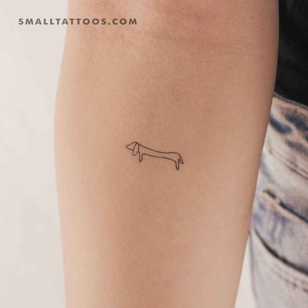 Tatuaje temporal minimalista de perro salchicha (juego de 3)