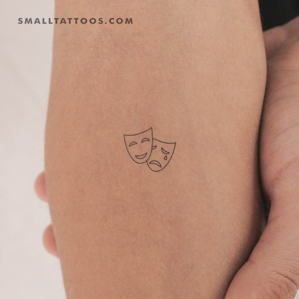 Tatuaje temporal de máscaras de comedia y tragedia (juego de 3)