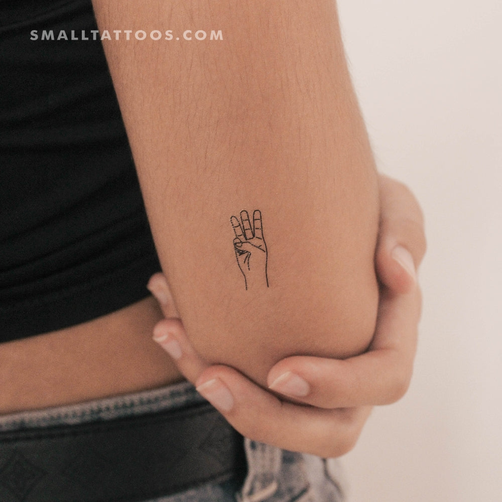 Tatuaje temporal de lenguaje de señas W (juego de 3)