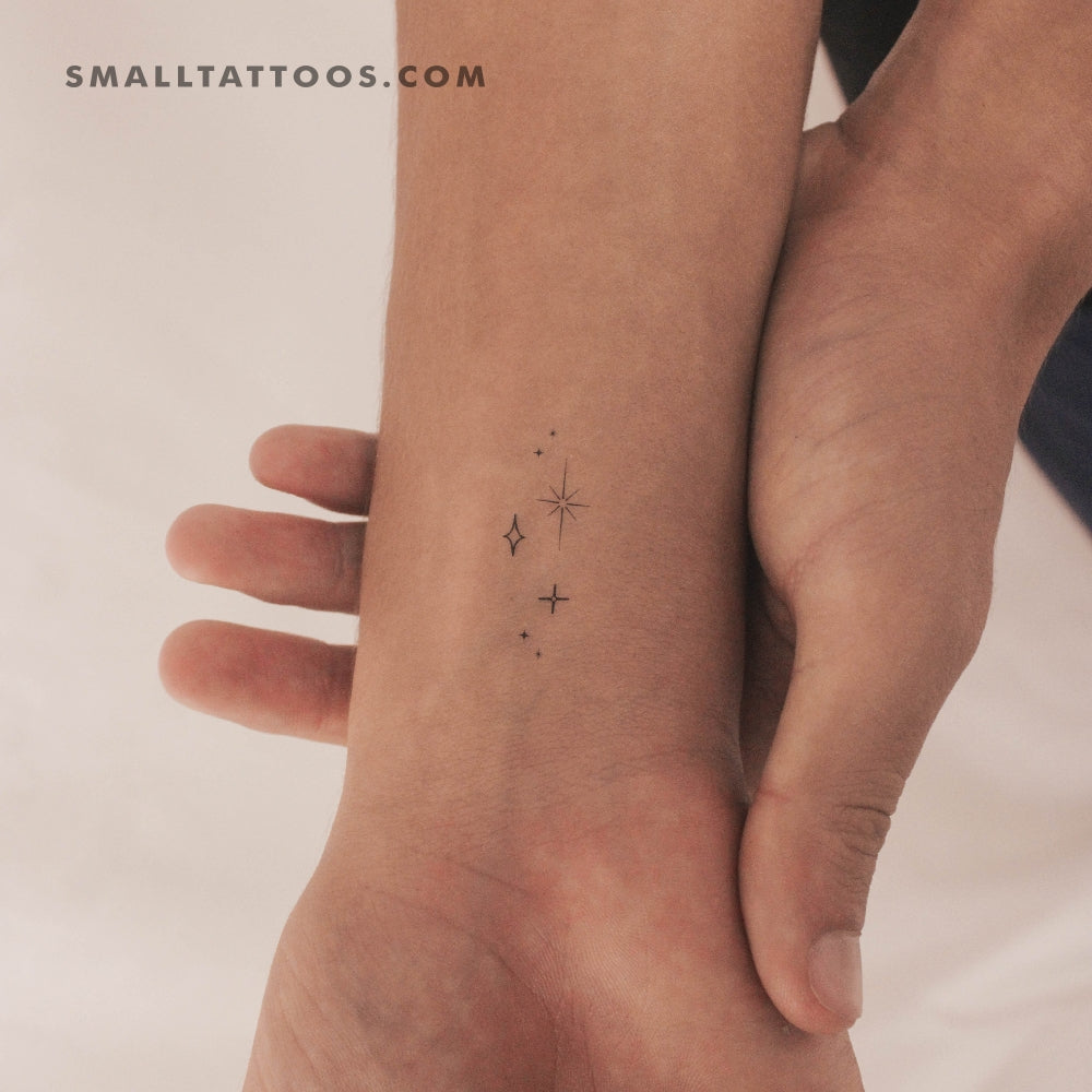Tatuaje temporal de estrellas y destellos (juego de 3)