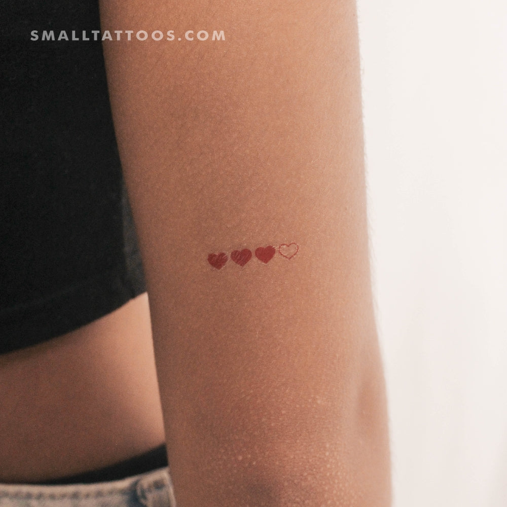 Tatuaje temporal de corazones rojos (juego de 3)